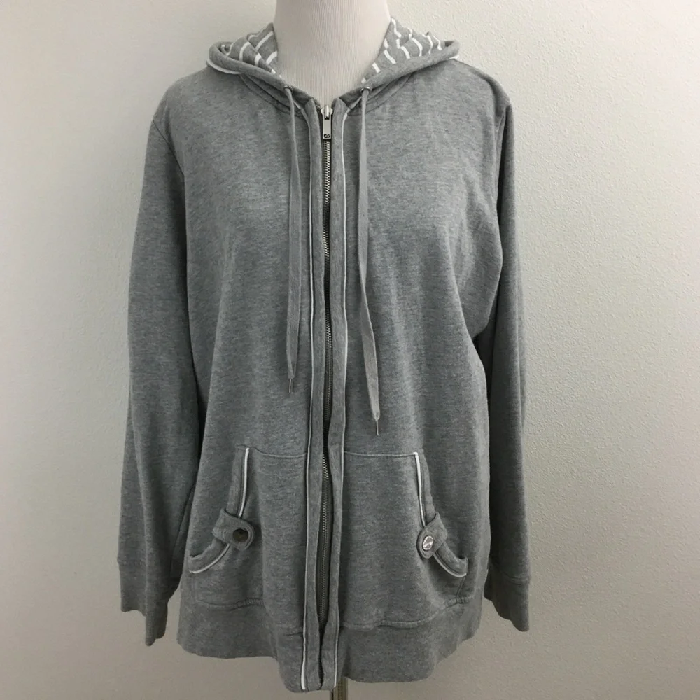 🔴 Anne Klein | Gray Zipper Hoodie